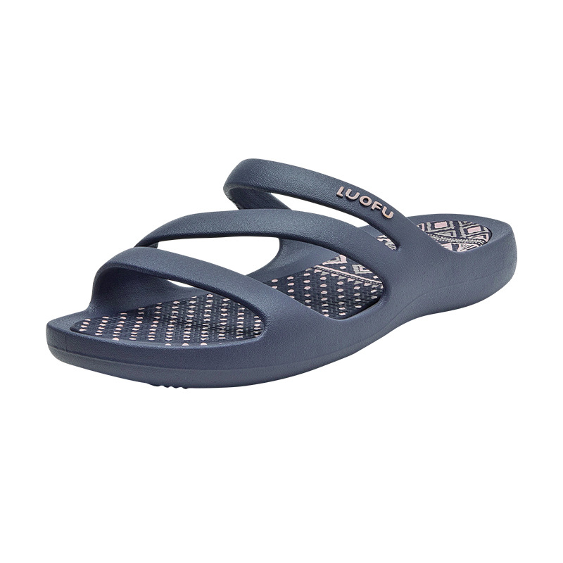 Luo Fu diseño original figura geométrica hebilla superior irregular fondo plano casual sandalias Boken zapatillas madre suave