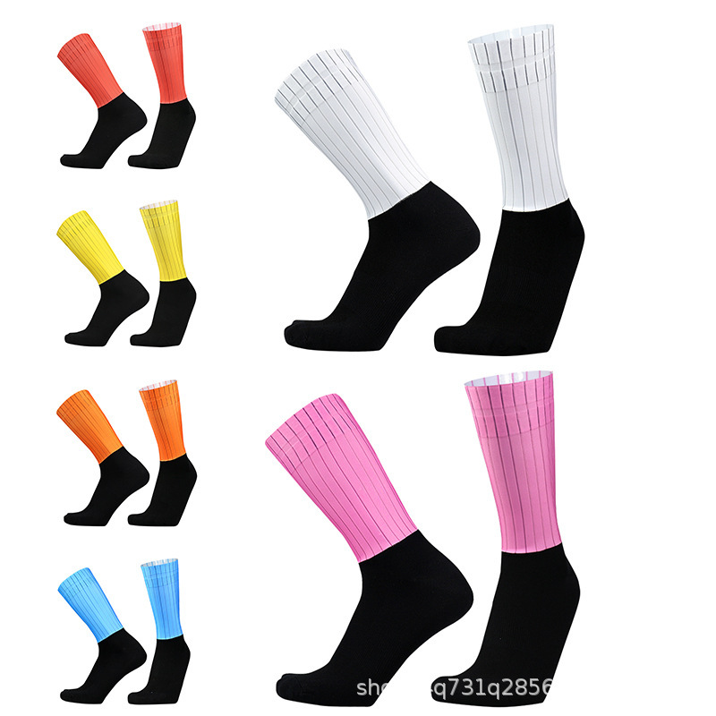 Aero socks aerodynamic cycling socks for men and women socks mouth non-slip silicone breathable cycling socks