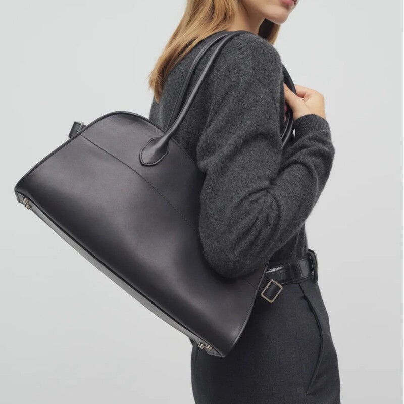The *Row's New Margaux 12 Long-Handle Tote Bag, Large-Capacity Underarm Bag, High-End Leather Shoulder Bag