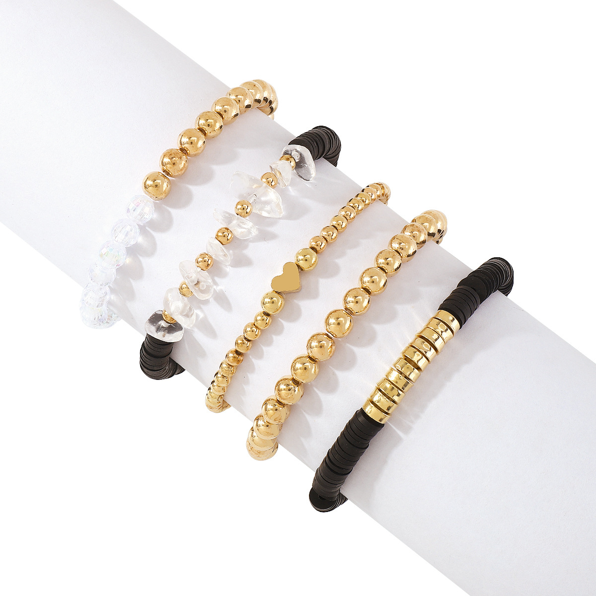Fashion Heart Shape CCB Resin soft clay Beaded Layered Bracelets
