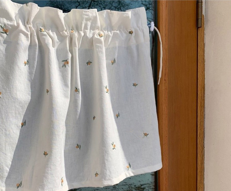 Embroidered Car Sunscreen Curtain Korean Cute Baby Sunshade Cherry Tulip OSucker