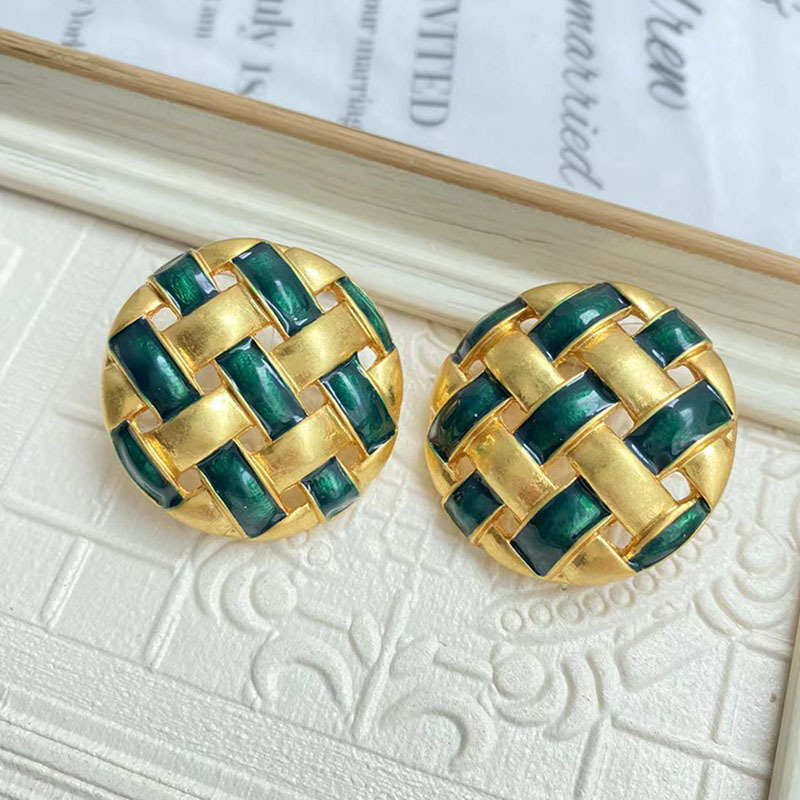 Fashion Round Alloy Drip glazed Hollow Out Womenu0027S Ear Studs 1 Pair