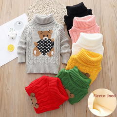 加絨一件代發兒童毛衣新款男女童套頭線衣純色圓領韓版高領毛線衣