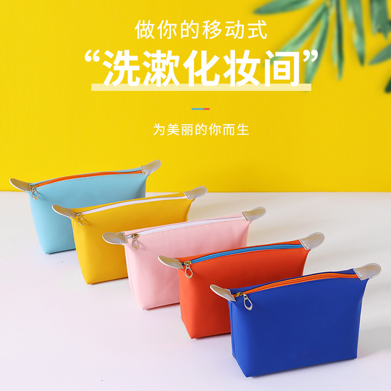 Ins Women's Dumpling Bag Candy-Colored Dumpling Bag Cosmetics Storage Makeup Bag Travel Portable Hand-Held Women's Bag