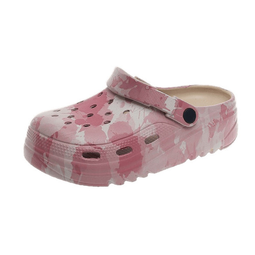 Women's Summer Couple Thick Sole Outer Wear Sticky Sandals Graffiti Personality Classic Casual Toe Cover Sandals for Men