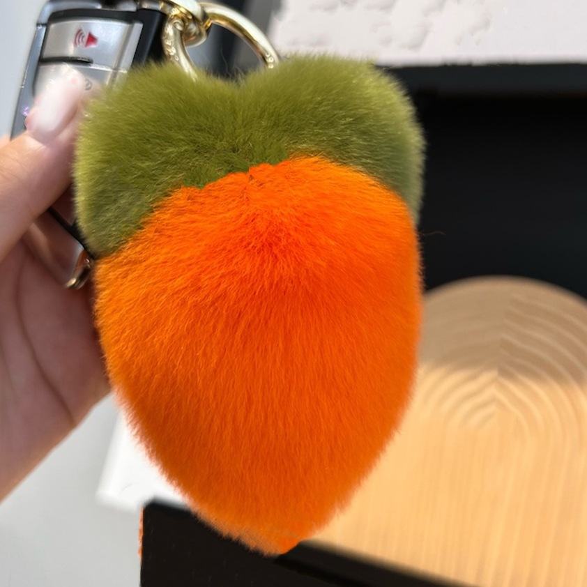 [Rábano lindo] Real conejo Rex piel llavero colgante ins bola de peluche bolsa mochila adornos regalo