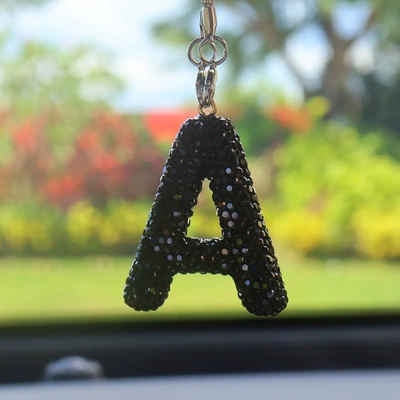 Car hanging, Diamond Love Bear Car Pendant - a-letter-car-pendant-black