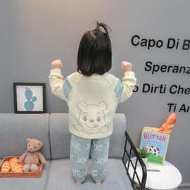 儿童棉长袖2025春秋薄款睡衣中小童可爱女宝宝棉卡通家居服套装