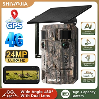 4G GPS Trail Camera双镜头双PIR 80度 大广角AI野生动物监控相机