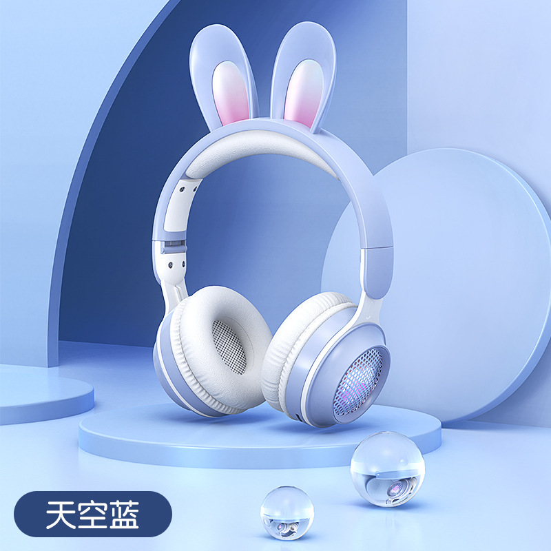 クロスボーダーうさ耳ヘッドマウントワイヤレス発光Bluetoothヘッドセットかわいい女の子ヘッドセットKE11はTFカードを挿入してユニバーサルにすることができます|undefined