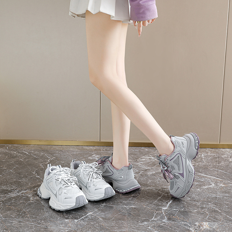Tenis Tipo Dad Shoe para Mujer FC06 de PU, Malla y Caucho con Aumento de Estatura para Uso Diario