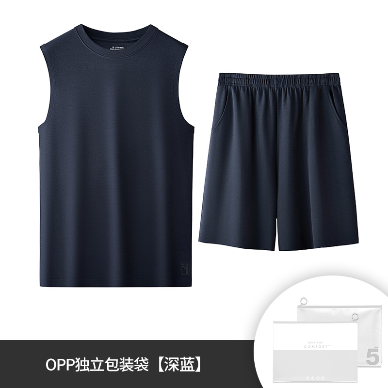 Primavera y verano nueva capa de aire jacquard de sarga tridimensional para hombres puede salir a deportes chaleco antiarrugas traje de pantalones cortos