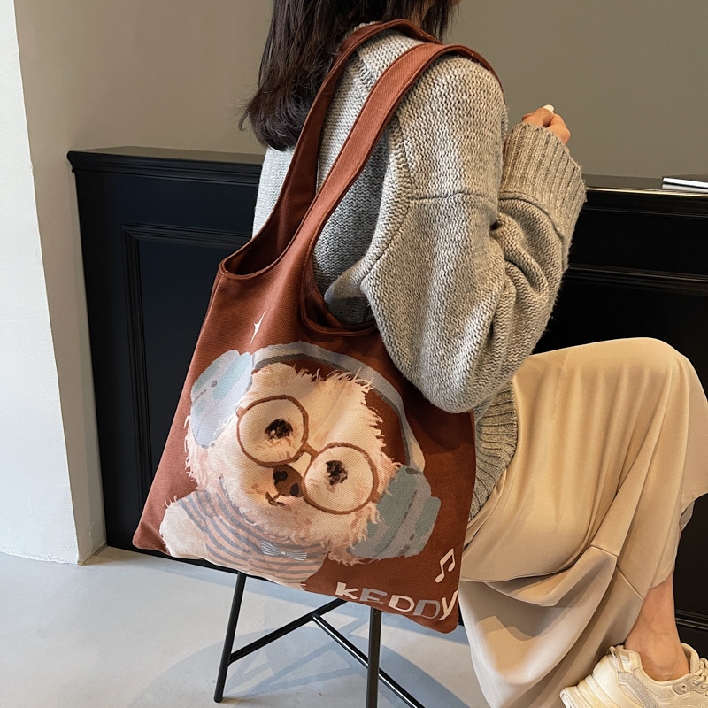 Cartoon capacious winter Japanese nylon one-shoulder bag