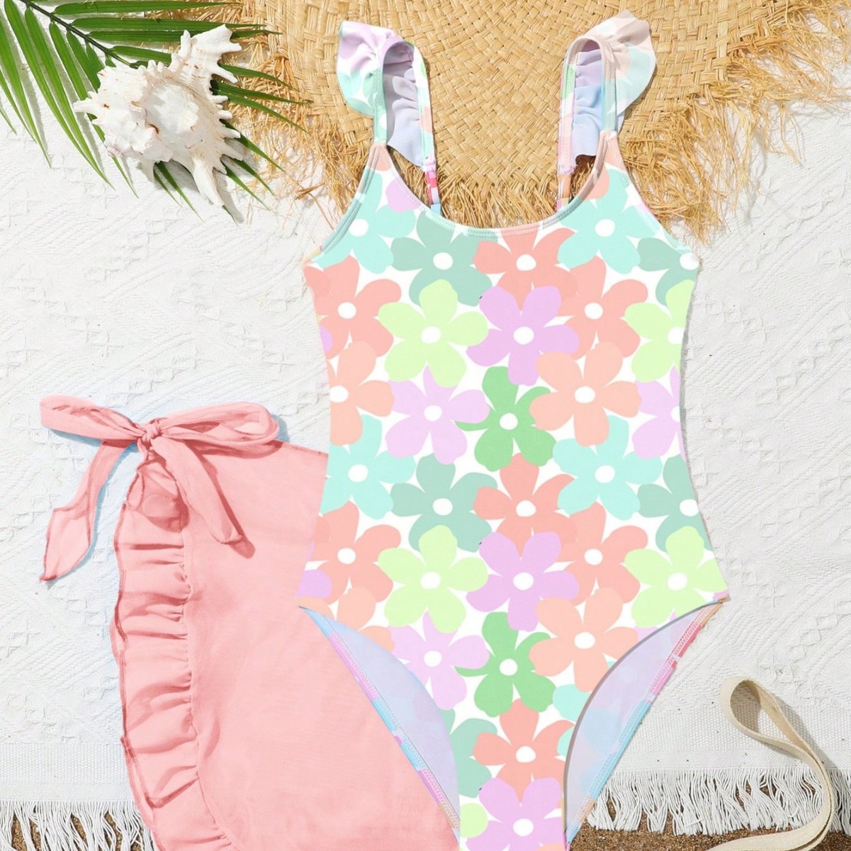 Combinaison maillot de bain triangle dos nu style tendance pour petites filles de 3 à 7 ans_voghion.com
