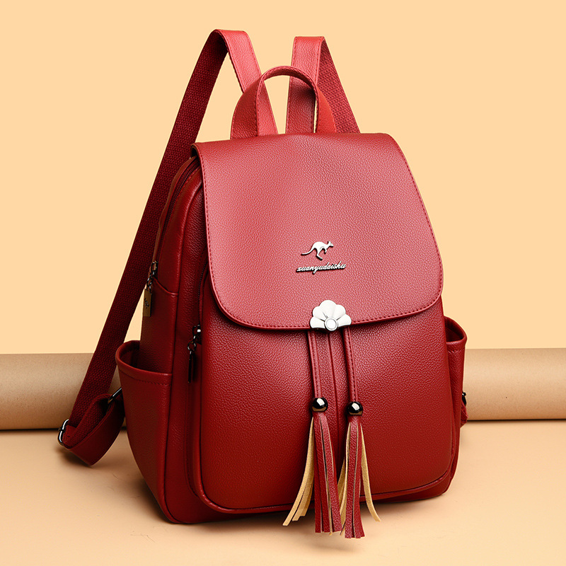 Mochila de borla de moda para mujer 2024 comercio exterior transfronterizo nuevo estilo simple y versátil mochila para mujer mochila de gran capacidad