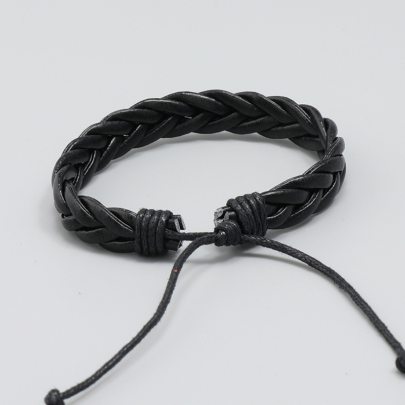 1 Piece Fashion Geometric Pu Leather Wax Line Men's Bracelets display picture 2
