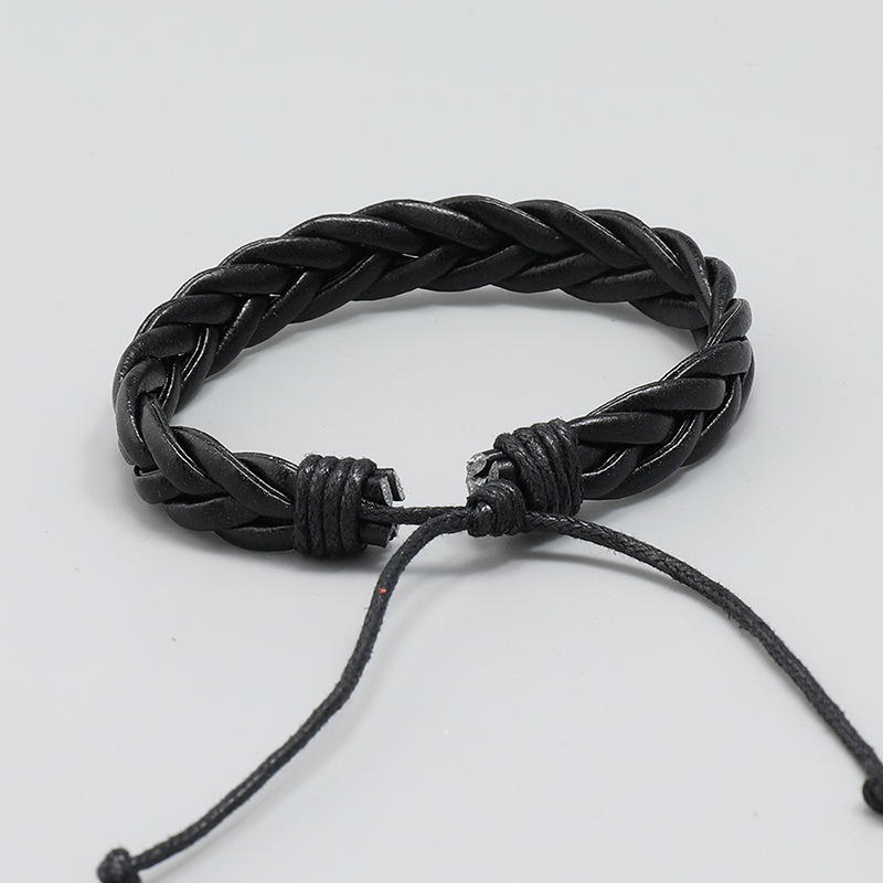 1 Piece Quantity Fashion Geometric Pu Leather Wax Line Men'S Bracelets Men Cord & Leather Bracelets