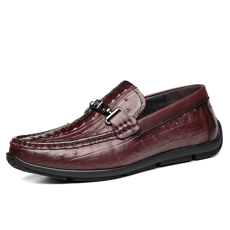 Primavera nueva capa superior mocasines de piel de vaca de los hombres en relieve de cuero casual slip-on zapatos de sección inferior suave zapatos de los hombres