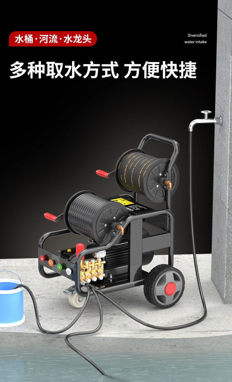 Black Cat High-Pressure Pipe Cleaning Machine Automatic Water Rat Professional Drain Cleaning Car Wash Machine Water Gun