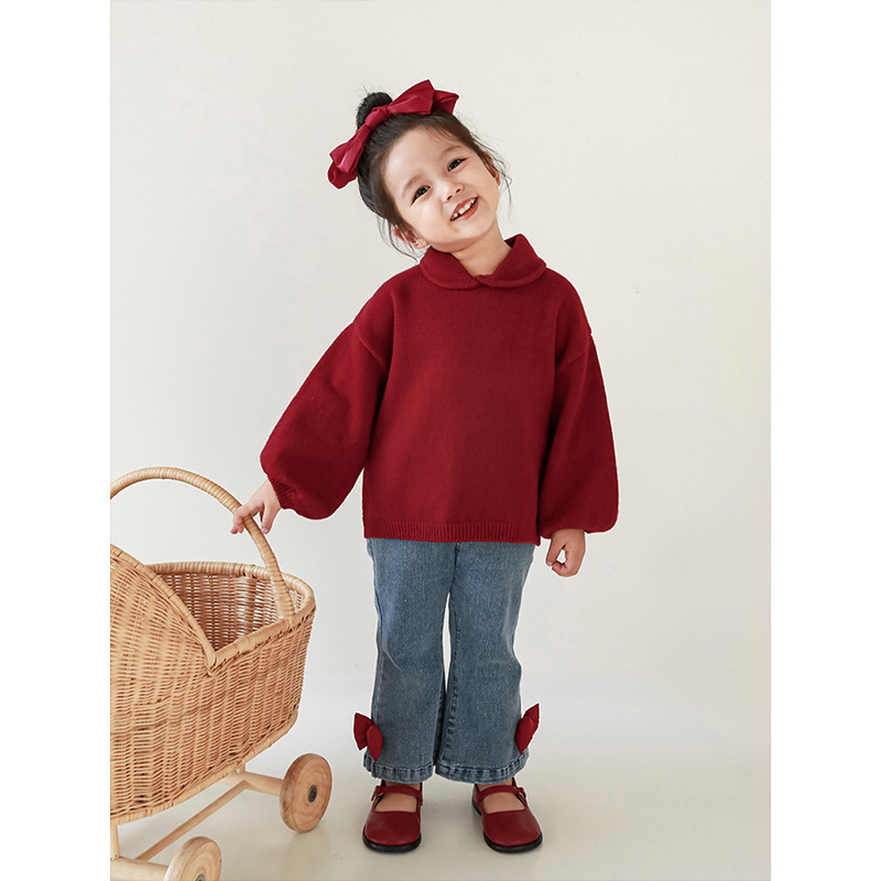 Suéter simple del color sólido de las muchachas lindas de Qiuduo 2024 Suéter glutinoso suave grueso del estilo coreano de los nuevos niños del invierno