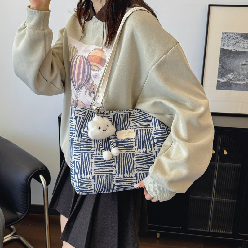 Bolsa de clase para estudiantes universitarios mujeres 2024 nueva moda mochila de viaje otoño gran capacidad rayas bolsa de mano