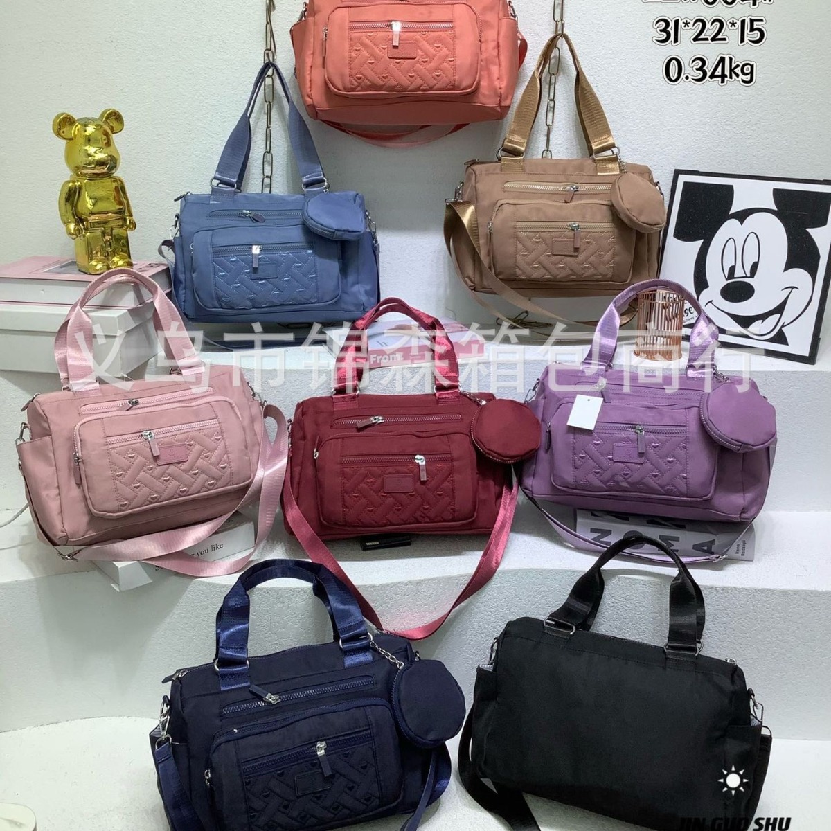 外贸南美牛津布单肩包女士带圆包套包小容量休闲尼龙帆布包斜挎包