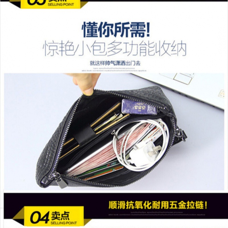 2023 New Handbag Embossed Crocodile Pattern Men's Bag Wallet Durable Business Real Men's Clutch Bag Handbag Women's Bag