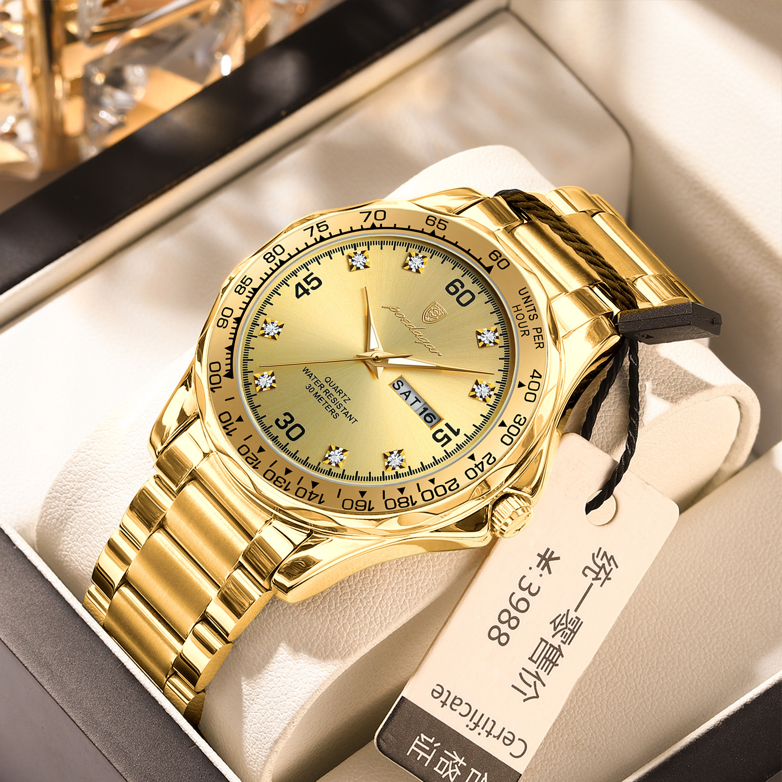 Reloj de lujo para hombre de la marca suiza nuevo reloj de cuarzo con cinturón de acero impermeable en vivo