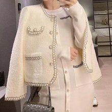 小香风外套秋冬新款韩版洋气短款貂绒毛衣女士名媛气质水貂绒欧式