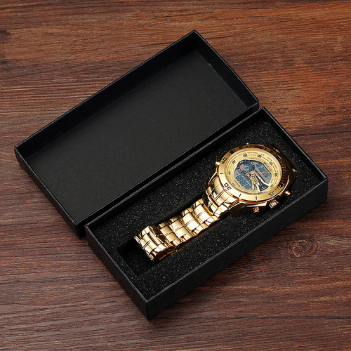 CURREN square pressure-resistant black high-end watch box, simple and elegant