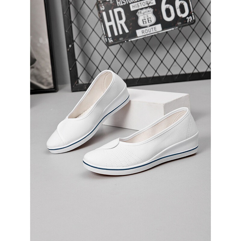Brand Nurse Shoes White Wedge Heel 2026 New Canvas Shoes Women's Single Shoes Beauty Shoes Women's Shoes Dance Shoes Work Shoes