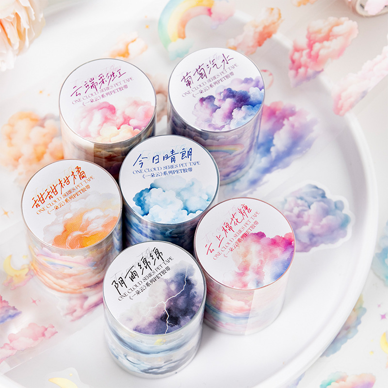 Ketchup Girl Half-die PET cinta adesiva una serie de nubes temáticas de nubes material de contabilidad de mano cinta adesiva