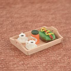 1/12dollhouse娃娃屋迷你家具微縮模型木質托盤果盤餐盤茶盤擺件