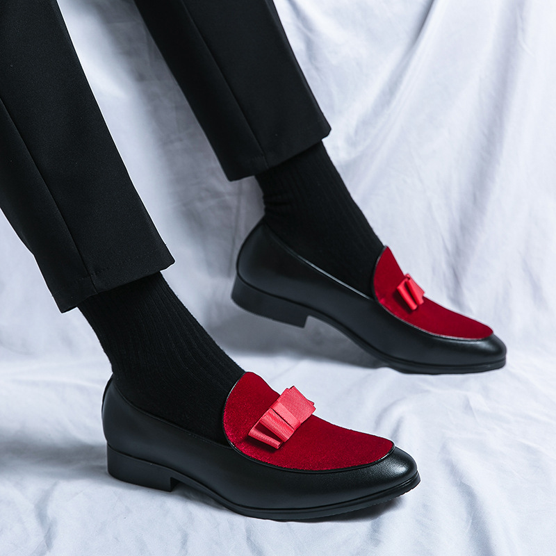 Cross-border plus-size men's slip-on pointed leather shoes, formal business casual shoes, bow-tie wedding shoes, European and American men's shoes Cross-border plus-size men's slip-on pointed leather shoes, formal business casual shoes, bow-tie wedding shoes, European and American men's shoes