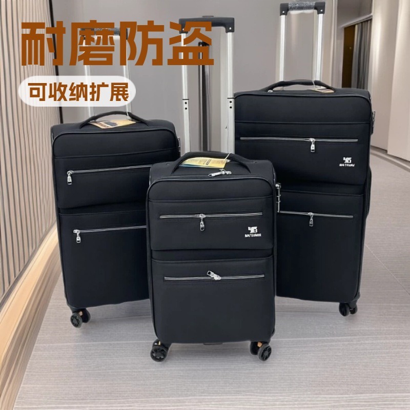 Oxford Cloth Business Trolley Case Large Capacity Front Zipper Upgraded Travel Luggage Cross-Border Universal Wheel Suitcase Wholesale