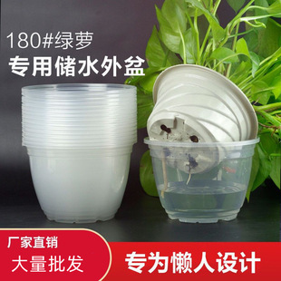Green Flower Pot Pot Automatic Absorbent No Watering Lazy Plastic Round Green Basket Special Transparent Water Storage Indoor Large Size