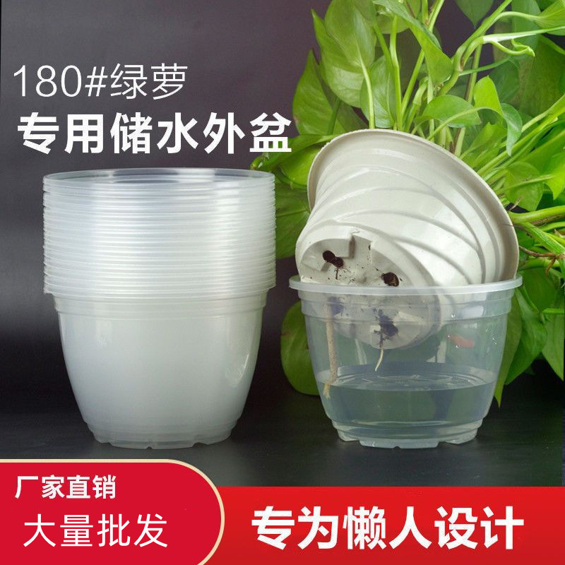 绿萝花盆盆自动吸水免浇水懒人塑料圆形绿箩专用透明储水室内大号