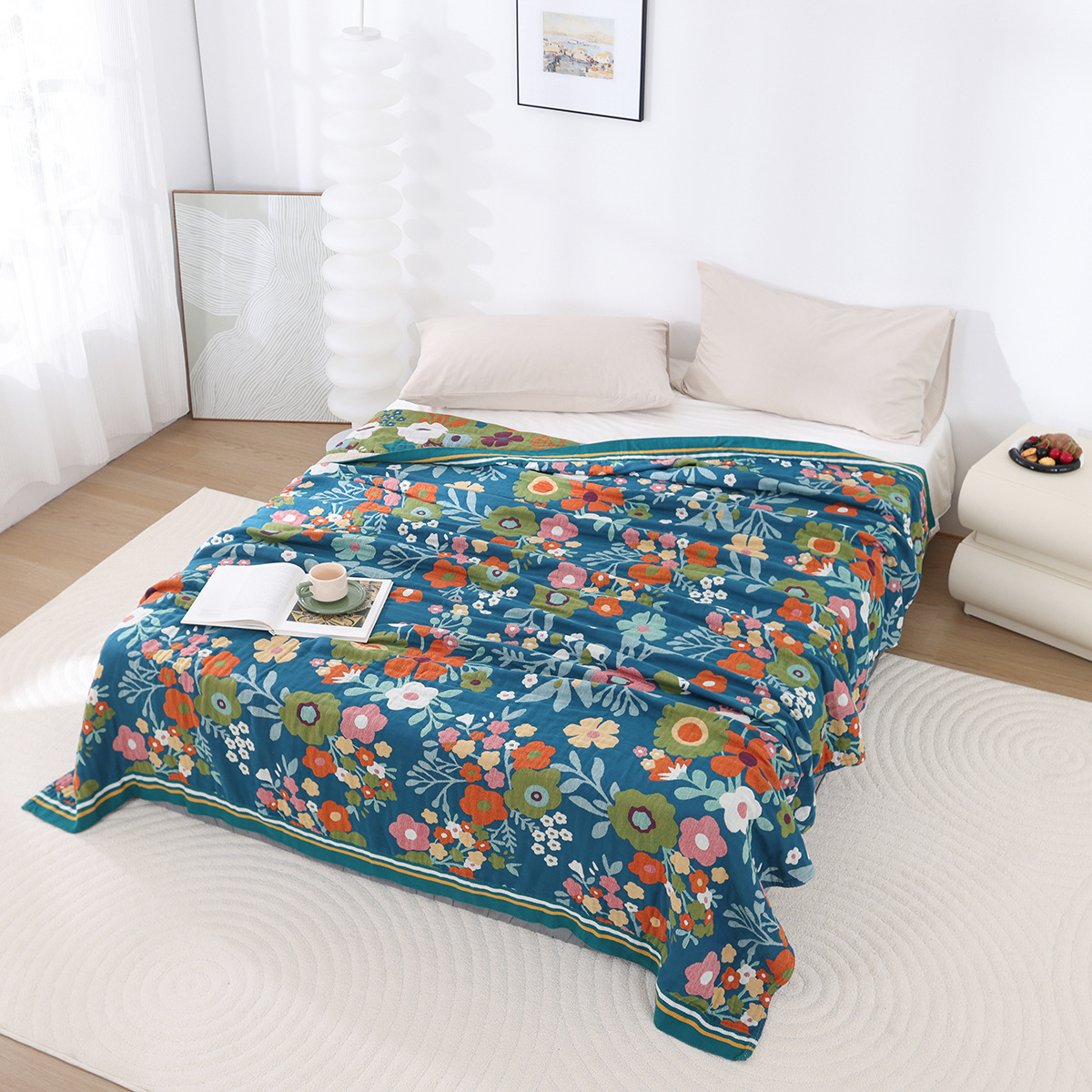 New High-End Thickened Pure Cotton Gauze Towel Blanket for Nap, Single/Double Bed Cover, Multifunctional Gauze Blanket