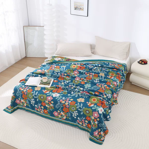 New High-End Thickened Pure Cotton Gauze Towel Blanket for Nap, Single/Double Bed Cover, Multifunctional Gauze Blanket
