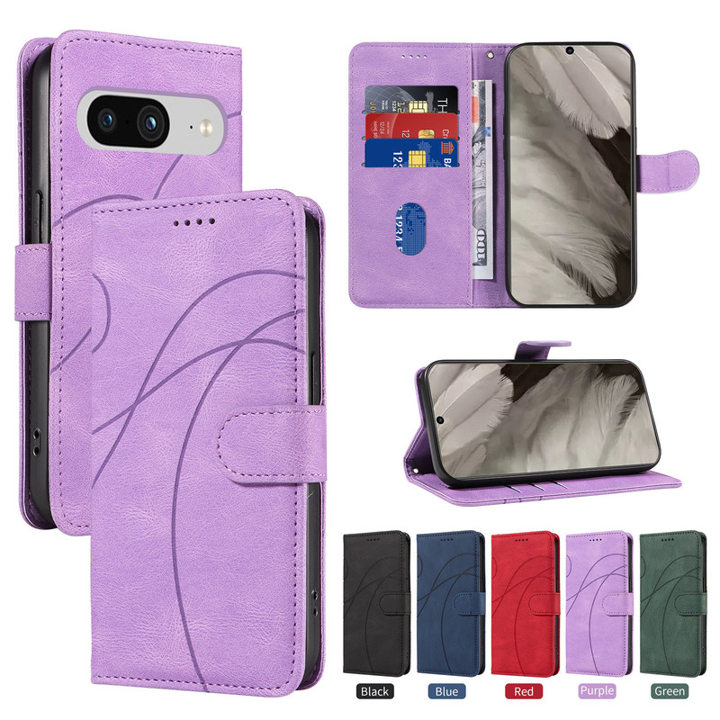 For Google Pixel 8 Curved Line Phone Leather Case Flip Card Leather Case Pixel 8Pro Protective Case For Google Pixel 8 Curved Line Phone Leather Case Flip Card Leather Case Pixel 8Pro Protective Case