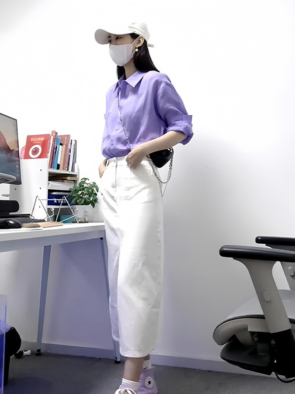 早秋季女装2025茶系穿搭高级感通勤风多巴胺紫色衬衫连衣裙子套装|undefined