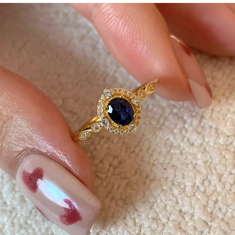 Royalblaue Zirkonia Designer Ringe Für Damen Eleganter Schmuck_voghion.com