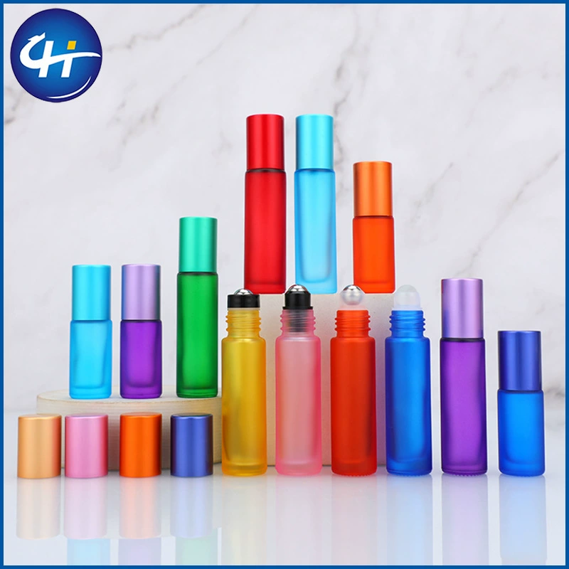 5ml/10ml Цветная стеклянная бутылка-ролик Эфирное масло Парфюмерная бутылка-шарик-ролик-бутылка для косметики Пустая бутылка