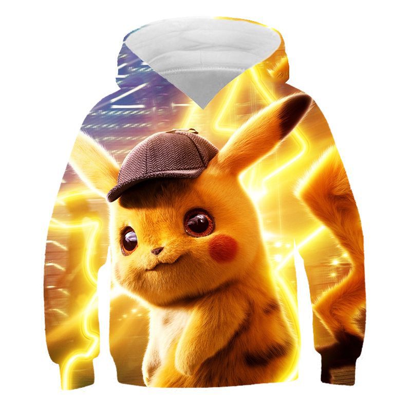 Lässiger Kapuzenpullover mit 3D-Druck für Kinder und Pikachu