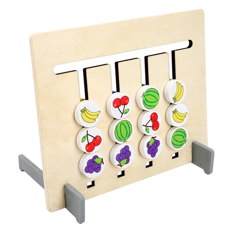 Juego de lógica animal de fruta de cuatro colores 0,3 de doble cara de madera Montessori ilustración ayudas didácticas juguetes educativos para niños
