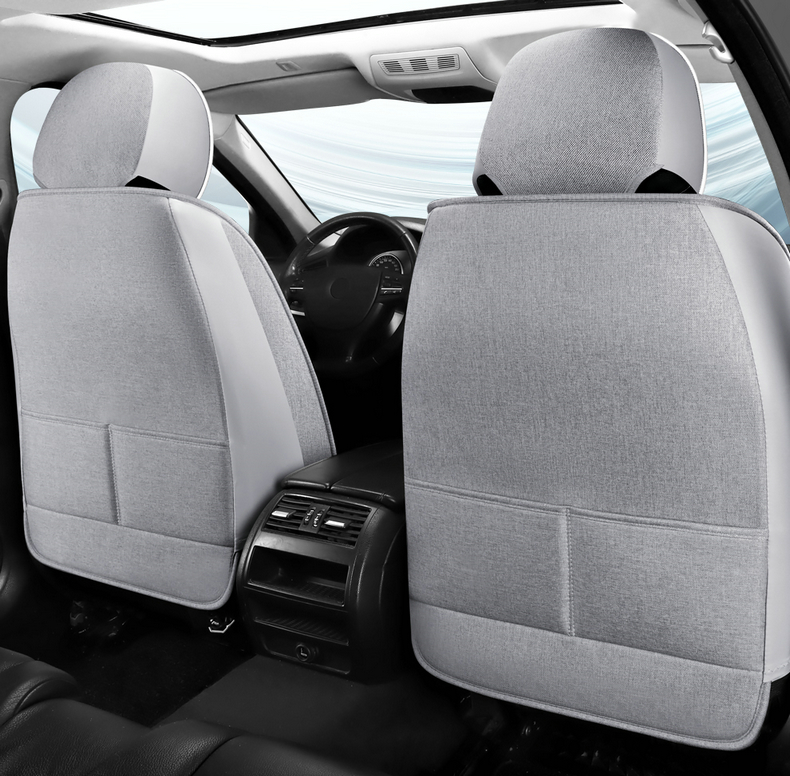 New car seat cushion, full-coverage linen seat cover, universal fabric seat cushion for all seasons, non-removable breathable seat cover