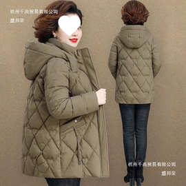 厂家妈妈冬装羽绒棉服女中长款2025新款中老年棉衣秋冬季保暖棉袄