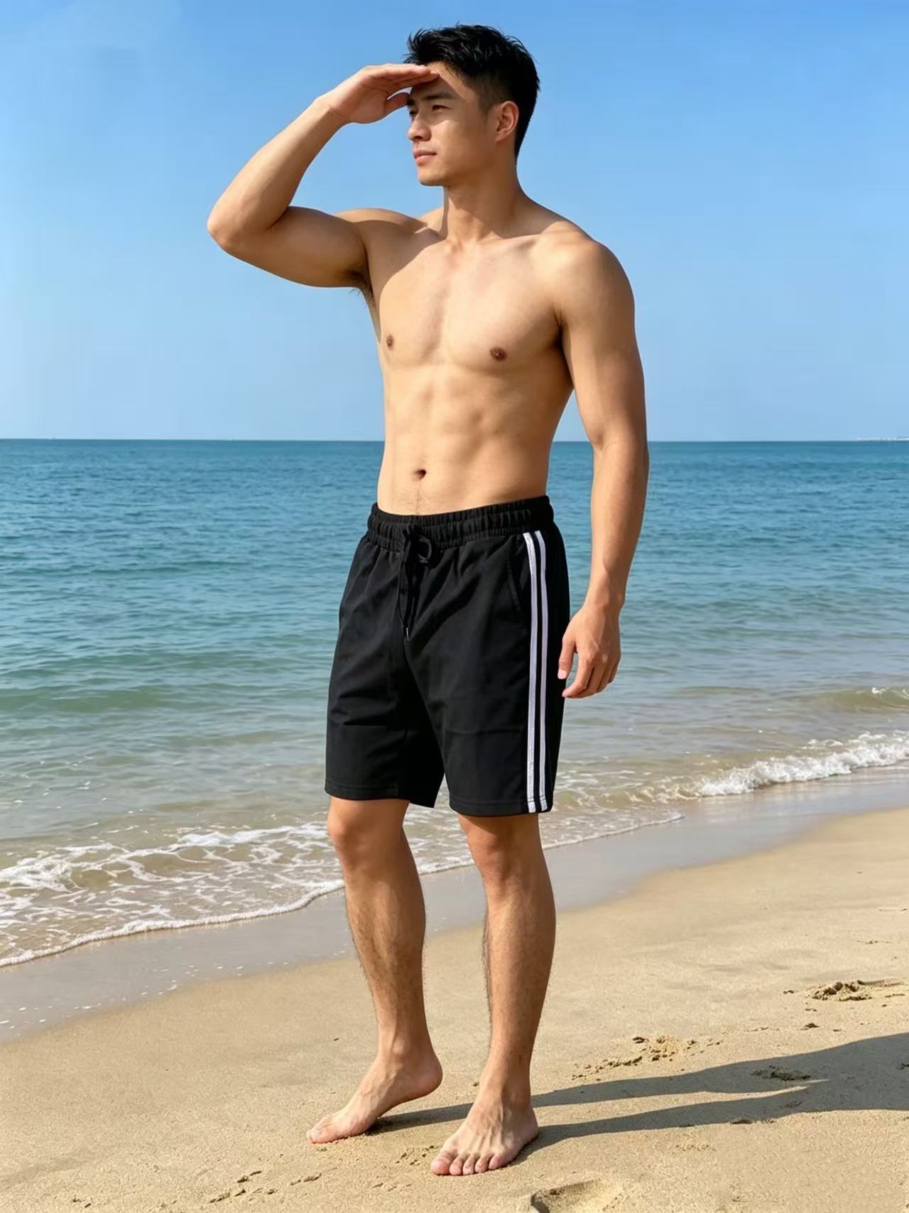 Men's Style Striped Athletic Shorts Heavyweight Loose Straight Leg Casual Five Point Pants For Running And Basketball Summer Style_viptrois.com