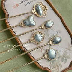 宋锦手工材料底托合金发簪双面diy如意海棠配件