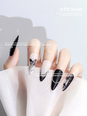 ins風美甲蝴蝶貼紙白蕾絲黑高級暈染薄韌新娘小圖案清新裝飾鏤空